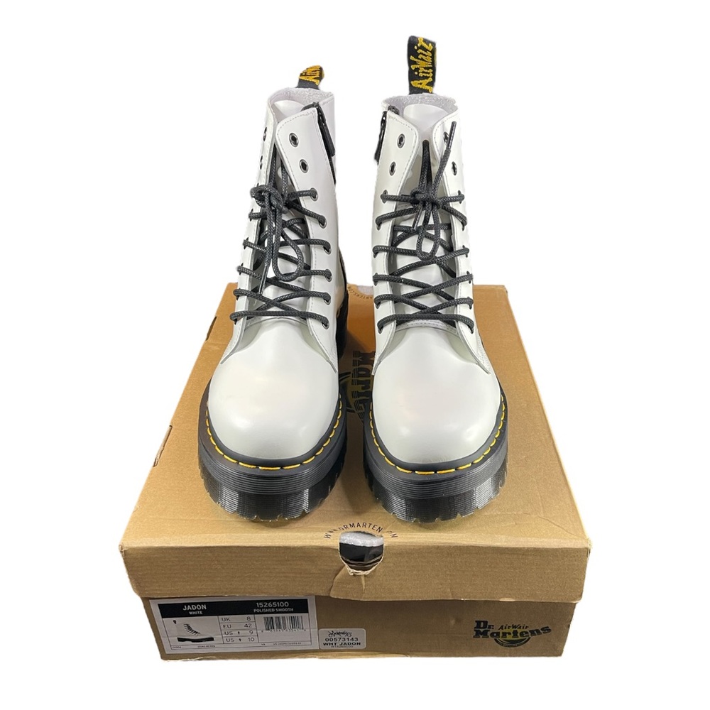 Dr. Marten’s Jadon White Boots - White Polished Smooth (NWT) - Size 9 M/ 10 W